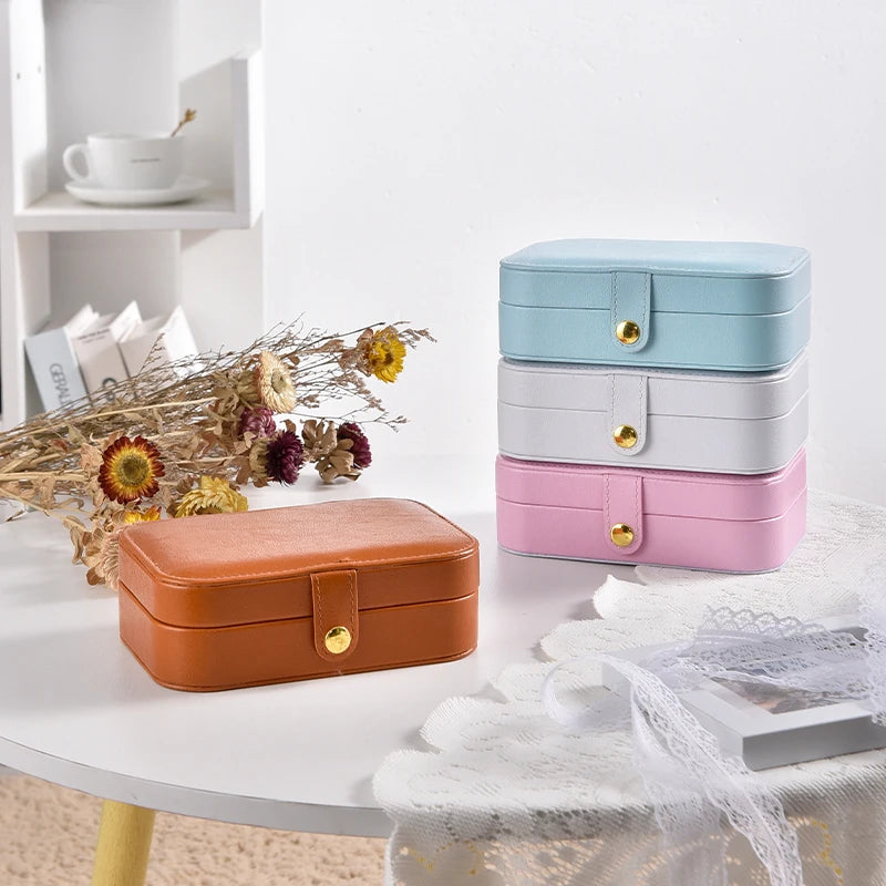 4 Colors PU Leather Jewelry Storage Box Portable Mini Girl Heart Travel Carry