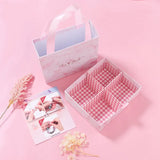 Pink Plaid Jewelry Box 14*12*5cm Ribbon Portable Gift Ornament Box