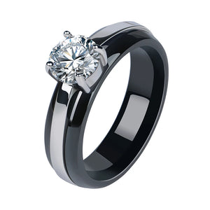 Ceramic Rhinestone Women Rings with CZ Crystal, Wedding Gift
