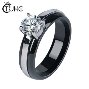 Ceramic Rhinestone Women Rings with CZ Crystal, Wedding Gift