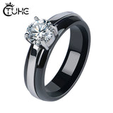 Ceramic Rhinestone Women Rings with CZ Crystal, Wedding Gift