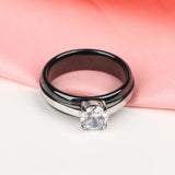 Ceramic Rhinestone Women Rings with CZ Crystal, Wedding Gift