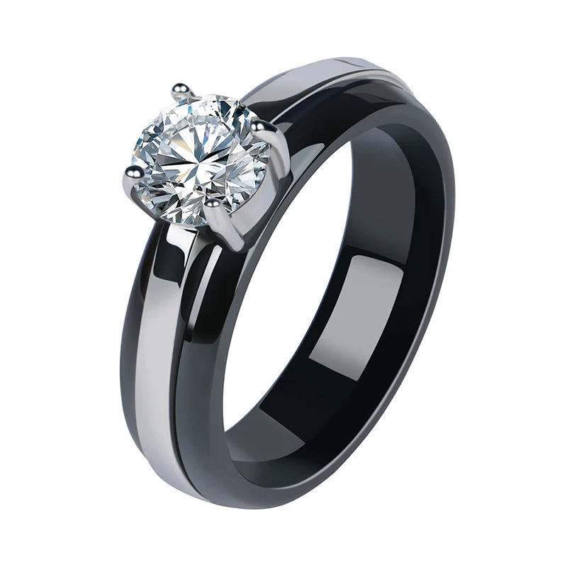 Ceramic Rhinestone Women Rings with CZ Crystal, Wedding Gift