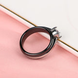 Ceramic Rhinestone Women Rings with CZ Crystal, Wedding Gift