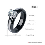 Ceramic Rhinestone Women Rings with CZ Crystal, Wedding Gift