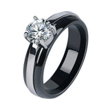 Ceramic Rhinestone Women Rings with CZ Crystal, Wedding Gift