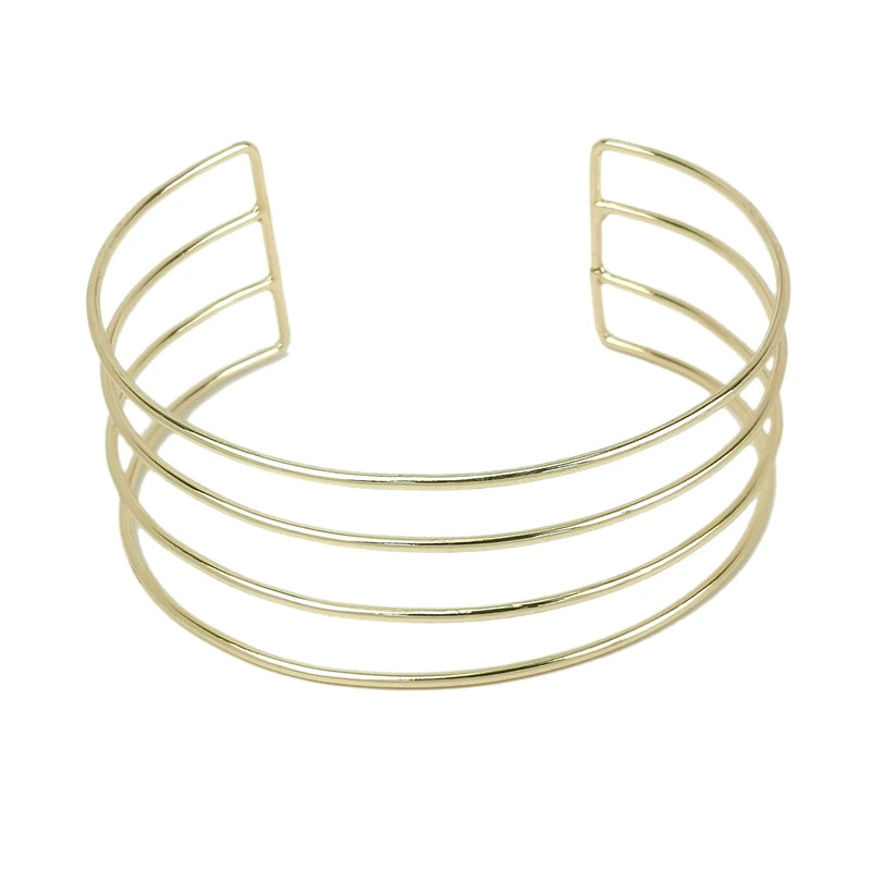 4 Layered Metal Torques Neck Choker Necklace for Women