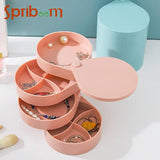 4 Layers Jewelry Storage Box Rotating Organizer with Cover