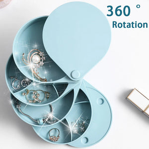 Rotating Jewelry Storage Box Makeup Holder Earring Organizer Display Rack
