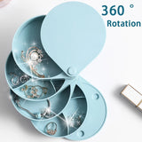 Rotating Jewelry Storage Box Makeup Holder Earring Organizer Display Rack