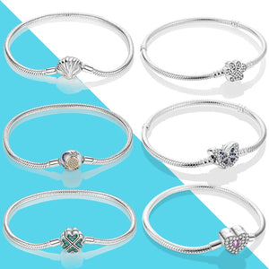 Four Leaf Clover Charm Bracelet 925 Silver Pet Paw Print Butterfly Heart