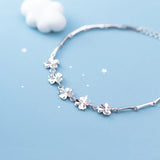 Four Leaf Clover Flower Bracelets Silver 925 Jewelry Girls