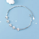 Four Leaf Clover Flower Bracelets Silver 925 Jewelry Girls