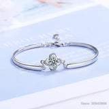 Sterling Silver Four Leaf Clover Moissanite Bracelet
