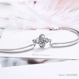 Sterling Silver Four Leaf Clover Moissanite Bracelet