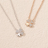 925 Silver Four Leaf Clover Necklace Zircon Women's Pendant