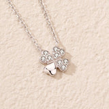 925 Silver Four Leaf Clover Necklace Zircon Women's Pendant