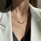Four Leaf Clover Necklace Magnetic Heart Clavicle Chain Choker Jewelry