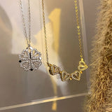 Four Leaf Clover Necklace Magnetic Heart Clavicle Chain Choker Jewelry