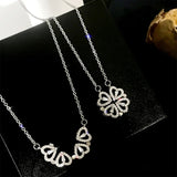 Four Leaf Clover Necklace Magnetic Heart Clavicle Chain Choker Jewelry