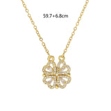 Four Leaf Clover Necklace Magnetic Heart Clavicle Chain Choker Jewelry