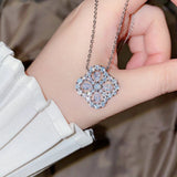 Four Leaf Clover Silver Sweater Pendant Necklace for Women