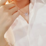 Four Leaf Clover Silver Sweater Pendant Necklace for Women