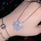 Four Leaf Clover Silver Sweater Pendant Necklace for Women