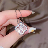 Four Leaf Clover Silver Sweater Pendant Necklace for Women