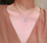 Four Leaf Clover Silver Sweater Pendant Necklace for Women