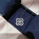 Four Leaf Clover Silver Sweater Pendant Necklace for Women