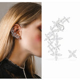 Four Leaves Clover 925 Sterl Silver Stud Earrings Ear Climber Clip Earring
