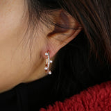 Pearl Zircon Circle Hoop Earrings Pave CZ Hip Hop Women Gift Jewelry
