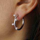 Pearl Zircon Circle Hoop Earrings Pave CZ Hip Hop Women Gift Jewelry