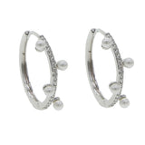 Pearl Zircon Circle Hoop Earrings Pave CZ Hip Hop Women Gift Jewelry
