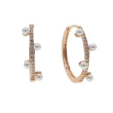 Pearl Zircon Circle Hoop Earrings Pave CZ Hip Hop Women Gift Jewelry