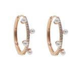 Pearl Zircon Circle Hoop Earrings Pave CZ Hip Hop Women Gift Jewelry