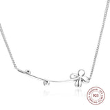 4-Petal Flower Necklace 925 Silver Link Chain Pendant Wedding Jewelry