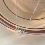 Four Seasons Zircon Butterfly Pendant Necklace Women S925 Sterling Silver