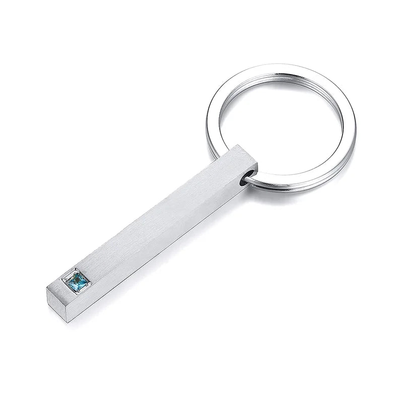 Custom Engraved Stainless Steel Bar Keychain