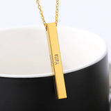 Engraved Bar Necklace Stainless Steel Chain Name Pendant