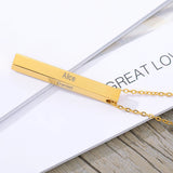 Engraved Bar Necklace Stainless Steel Chain Name Pendant