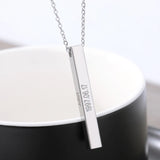 Engraved Bar Necklace Stainless Steel Chain Name Pendant