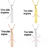 Personalized Square Bar Name Engraving Necklace Stainless Steel Pendant