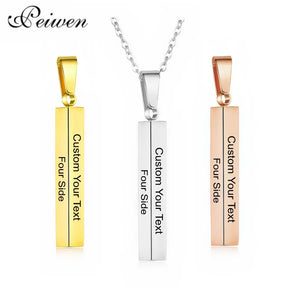 Personalized Square Bar Name Engraving Necklace Stainless Steel Pendant