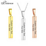 Personalized Square Bar Name Engraving Necklace Stainless Steel Pendant