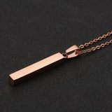 Personalized Square Bar Name Engraving Necklace Stainless Steel Pendant