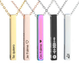 Personalized Square Bar Name Necklace Stainless Steel Pendant Women/Men Gift