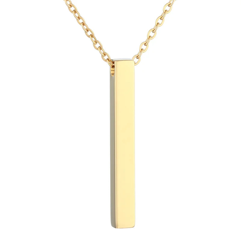 Personalized Square Bar Name Necklace Stainless Steel Pendant Women/Men Gift
