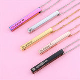 Personalized Square Bar Name Necklace Stainless Steel Pendant Women/Men Gift